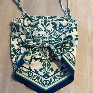Elegant Green and White Women's Top